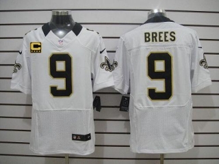 Nike New Orleans Saints #9 Drew Brees White With C Patch Men's Stitched NFL Elite Jersey