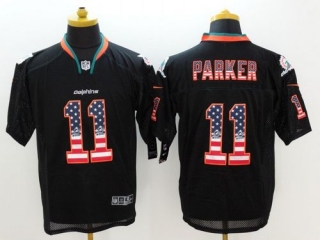 Nike Miami Dolphins #11 DeVante Parker Black Men's Stitched NFL Elite USA Flag Fashion Jersey