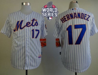 New York Mets -17 Keith Hernandez White Blue Strip Home Cool Base W 2015 World Series Patch Stitched