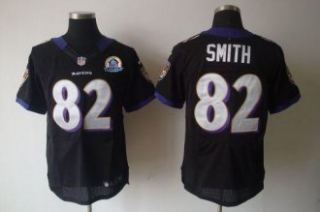 Nike Ravens -82 Torrey Smith Black Alternate With Hall of Fame 50th Patch Men Stitched NFL Elite Jer