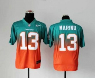 NEW Miami Dolphins -13 Dan Marino Green Orange Drift Fashion II Elite NFL Jerseys