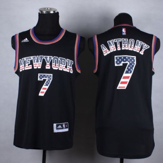 New York Knicks -7 Carmelo Anthony Black USA Flag Fashion Stitched NBA Jersey