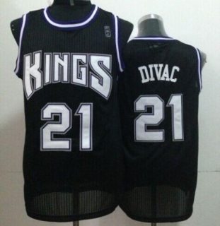Sacramento Kings -21 Vlade Divac Black Throwback Stitched NBA Jersey