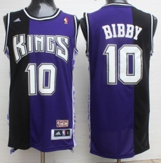 Sacramento Kings -10 Mike Bibby Purple Black Throwback Stitched NBA Jersey