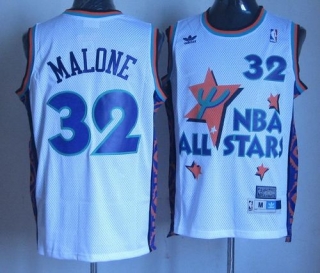 Utah Jazz -32 Karl Malone White 1995 All Star Throwback Stitched NBA Jersey