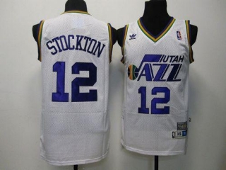 Utah Jazz -12 John Stockton White Throwback Stitched NBA Jersey
