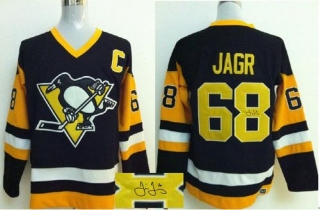 Pittsburgh Penguins -68 Jaromir Jagr Black CCM Throwback Autographed Stitched NHL Jersey